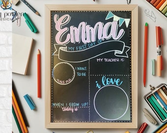 17x23 Reusable first day of school chalkboard sign/Personalized photo prop/back to school sign/gender neutral