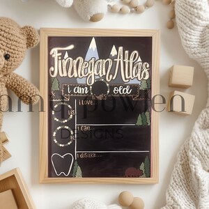 17x23 Reusable monthly baby milestone chalkboard/Photo prop/stat board/mountains/bears/shower gift/monthly