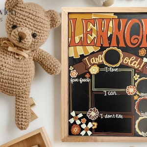 17x23 reusable baby milestone chalkboard/personalized/month by month/mod/retro/floral/hippie