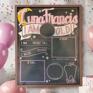 17x23 Baby milestone chalkboard/Personalized month by month/Reusable photo prop/Custom chalkboard sign