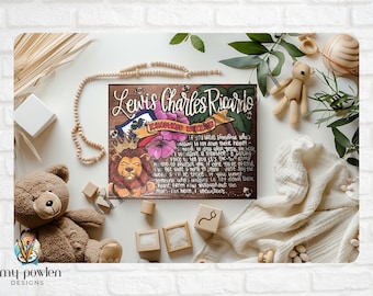 Hand-Painted Lion Name Meaning Sign, Personalized Wood Plaque
