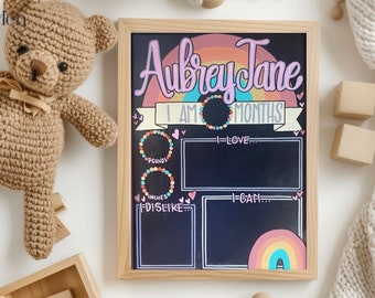 17x23 reusable personalized baby milestone chalkboard/rainbow/hearts/new baby sign/custom photo prop