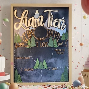 17x23 custom reusable monthly milestone chalkboard/new baby/shower gift/mountains/outdoors/wildlife/gender neutral/trees/personalized/custom