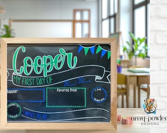 17x23 Reusable Hand-painted first day of school chalkboard/Personalized Photo prop/Back to School Sign