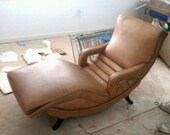 Vintage Brown Leather Reclining Chaise Lounge