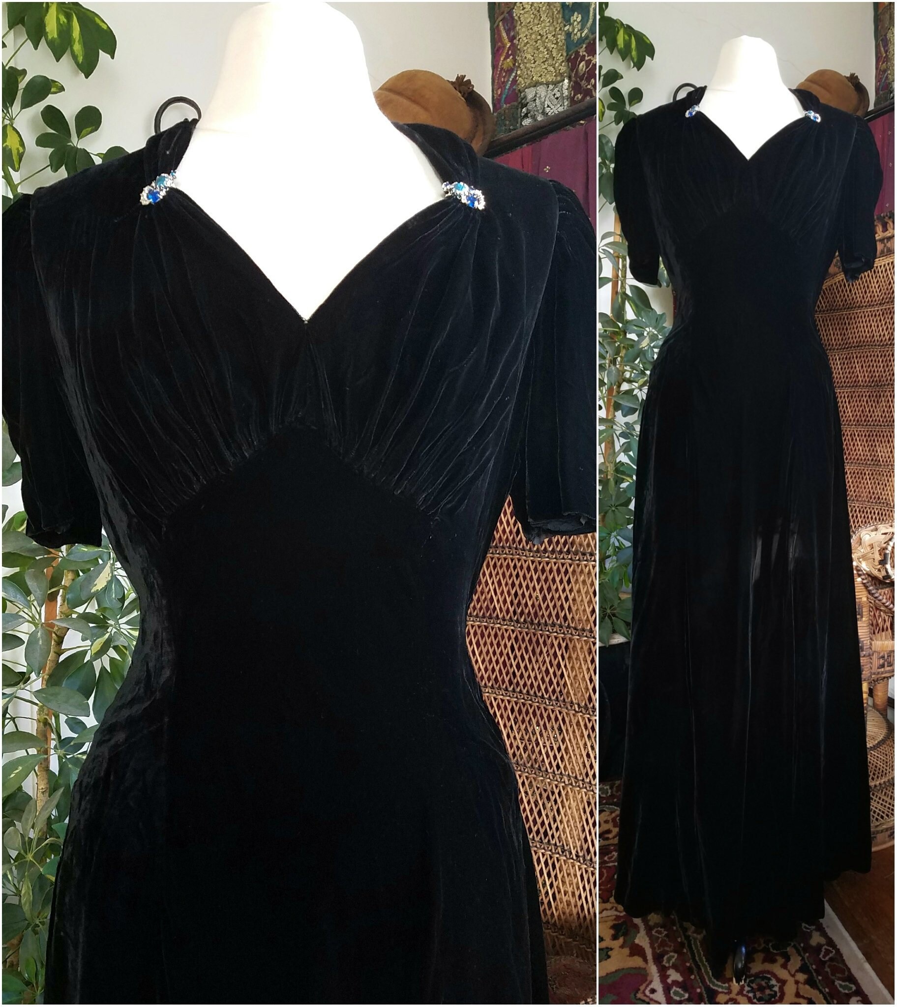 vintage black velvet dress