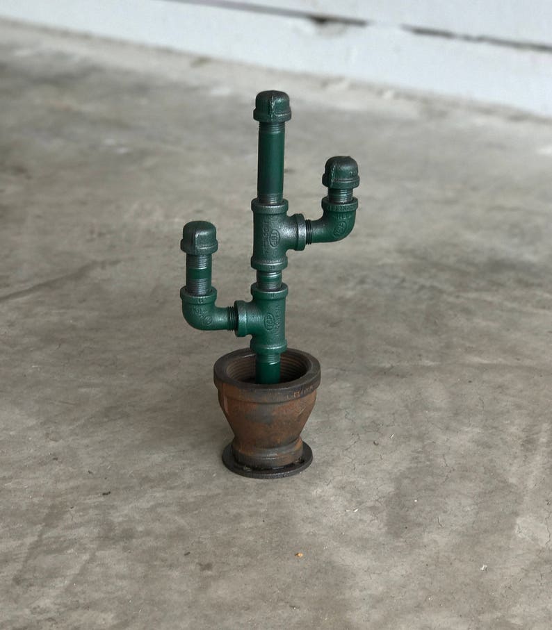 Industrial Potted Cactus Made From Pipe 14 Height Etsy