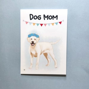 Gele labrador moeder Moederdagkaart, met de hand getekend, gele lab-witte jas, wenskaart van 5 x 7 € 217 m