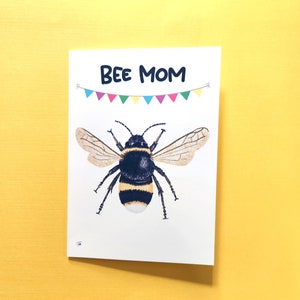 Bumble Bee Mom, Muttertagskarte, Hand gezeichnet, 5x7 Grußkarte 218 M
