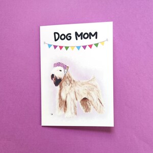 Wheaten Terrier Dog Mom Mother&#39;s Day Card, Hand drawn, Brown and White, 5x7 Greeting Card 208M