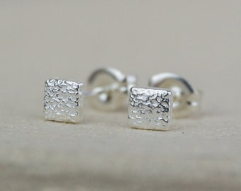 Sterling Silver Square Mini Stud Earrings