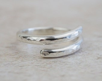 Recycled Sterling Silver Hammered Wrap Around Thumb Ring