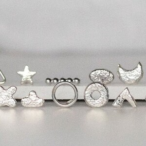 Handmade Sterling Silver Choose Your Own Pair Mismatch Mini Stud Earrings, Mix and Match image 2