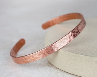Personalised Copper Unisex Hammered Cuff