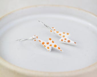 Sterling Silver And Acrylic Gold Dotty Charm Hoops