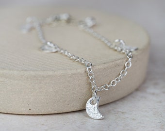 Sterling Silver Moon Charm Bracelet