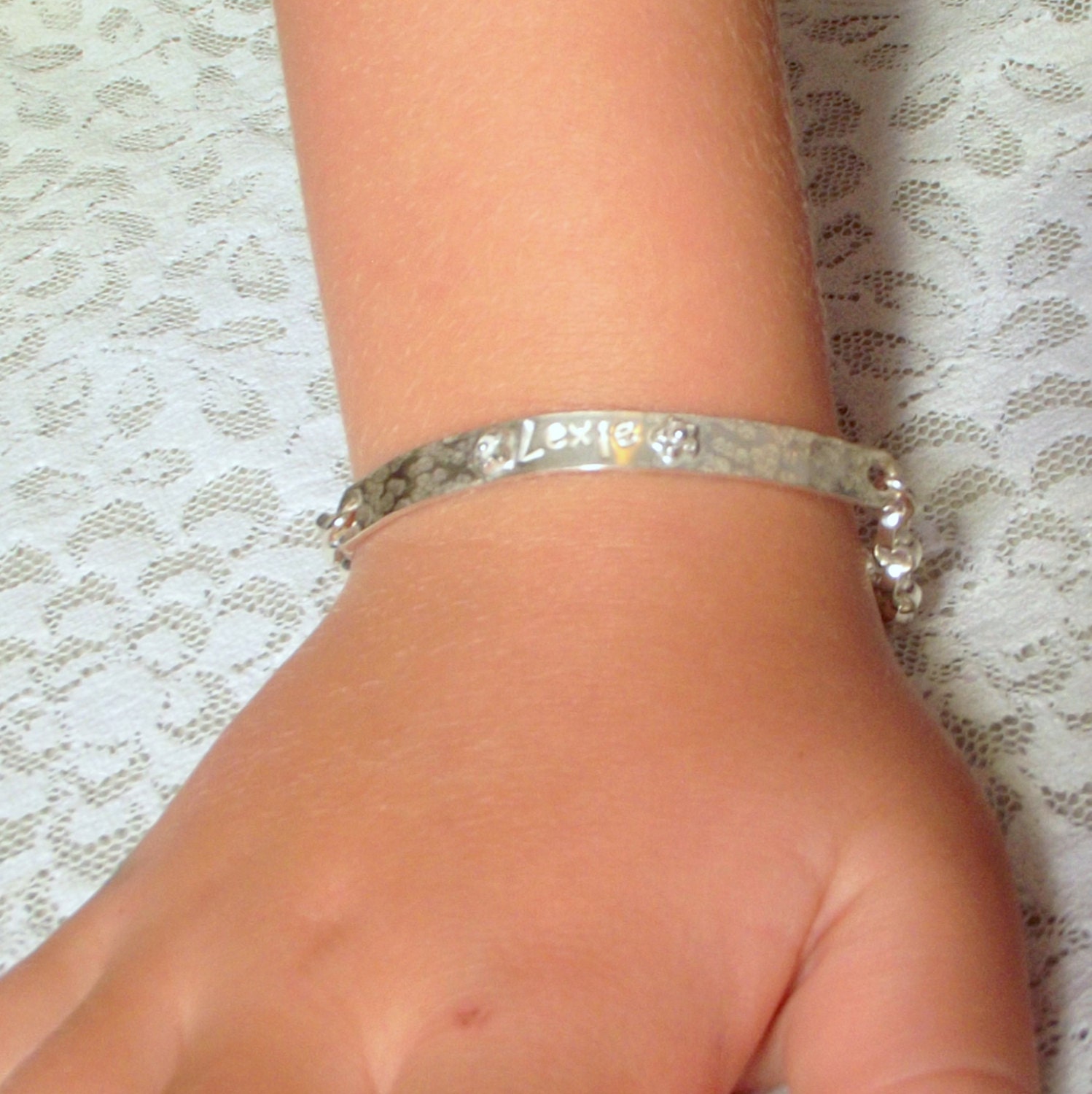 Silver Childs Personalised Name BraceletChristening Etsy