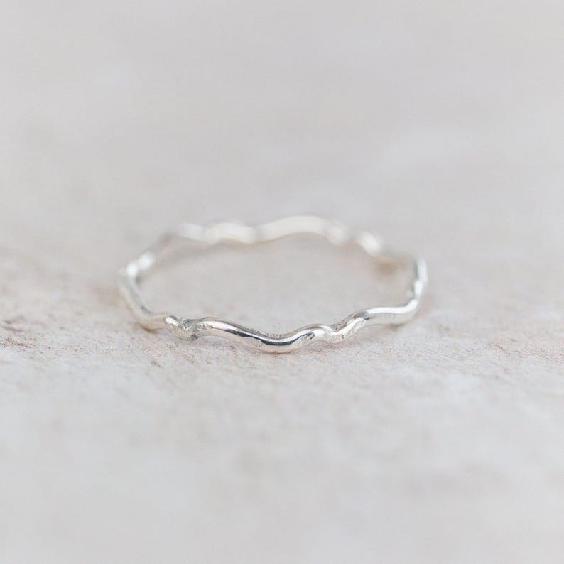 Sterling silver geo scroll stacking ring handmade by Lucy Kemp Jewellery