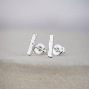 Sterling Silver Stick Mini Stud Earrings