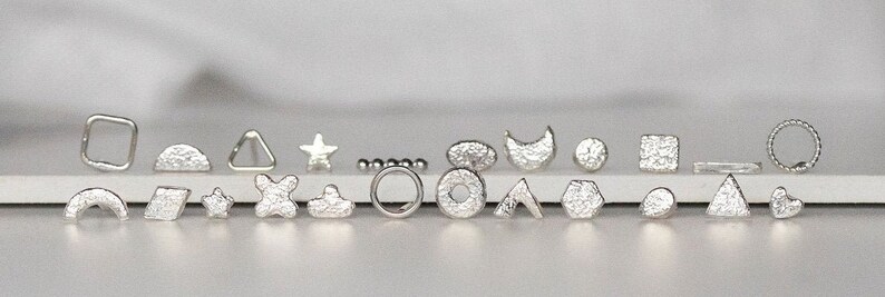 Handmade Sterling Silver Choose Your Own Pair Mismatch Mini Stud Earrings, Mix and Match image 2