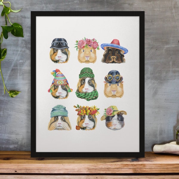 Guinea Pig art Digital print, guinea pig accessories, guinea pig house, guinea pig houses, guinea pig clothes, guinea pig decor