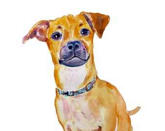 Watercolor custom pet portrait - large portrait -  original watercolor painting -  dog cat animal pet lover painting handmade wall art gift