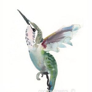 Arte infantil - Tamanho 8 x 10 pol. - Arte em aquarela - Impressão de arte de berçário - Beija-flor