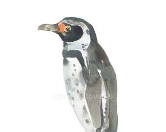 Penguin 3 - Size 8x10in -  Watercolor  Painting - Nursery Art Print - Animal Painting