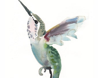 Childrens Art - Formaat 8x10in - Aquarel Art- Nursery Art Print- Kolibrie