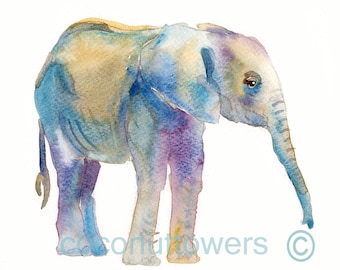Baby  Elephant, Nursery Art , Animal Painting, Nursery Art Print, Children’s Art, Kids Art
