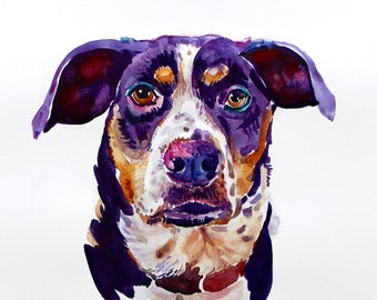 Custom watercolor pet portrait, dog watercolor portraits
