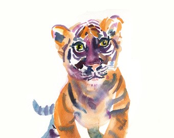 Tiger Cub,Watercolor Painting, Nursery Art Print
