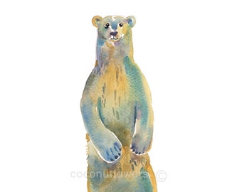 Polar Bear, Watercolor Painting,  Animal Painting, Nursery Art Print