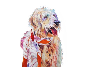 Pet Portrait - Watercolor Art - Original Painting - Size 50x70cm - Watercolor Painting - Art - Dogs