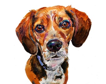 Custom Pet Portrait - Pet Portrait - 11x14in - Watercolor Painting - Art - Dogs