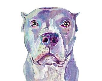 Memorial Pet Portrait, Pet Portrait, Custom Painting, Watercolor Painting, Gift Art, Dog Portrait,American Staffordshire Terrier
