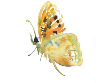Butterfly 3  - Watercolor painting -  Animal Art - size  8x10inches  - Watercolor  Art- Nursery Art Print