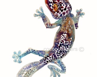 Animal Art - Size 8x10in  - Watercolor  Painting - Nursery Art Print- Gecko