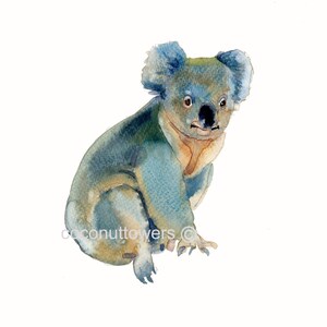 Animal Art - Size 8x10in - Watercolor Painting - Nursery Art Print- koala Bear