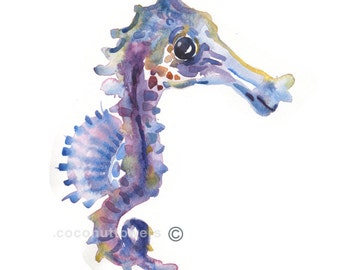Sea Horse -  Animal Painting - Large Size 11x14inches - Watercolor Painting - Nursery Art Print