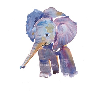 Baby Elephant 3 - Size 8x10in  - Watercolor  Art- Nursery Art Print