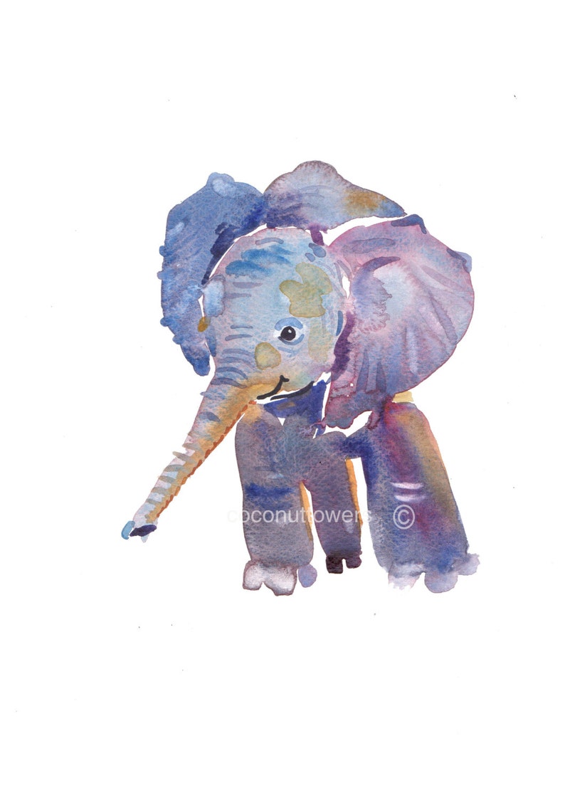 Baby Elephant 3 Size 8x10in Watercolor Art Nursery Art Print image 1