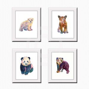 Childrens Art  - Animal Painting -  large prints- Size 11x14inches  - Watercolor Painting - Nursery Art Prints-  Baby Bears