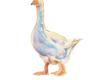 Goose - 8x10in - Watercolor Painting - Art Print - Nursery Art
