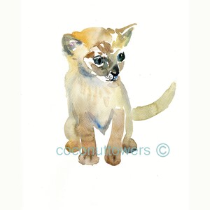 Children&#39;s Art - Watercolor painting - Kitten  -  Nursery Art Print