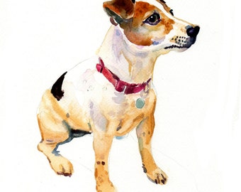 Custom Pet Portrait - Pet Portrait - 11x14in - Watercolor Painting - Art - Jack Russell