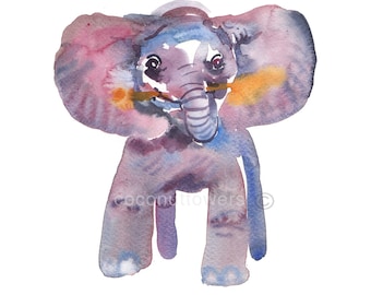 Childrens Art kwekerij kunst, olifant 4, dierlijke schilderij, kwekerij Art Print, origineel aquarel