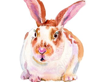 Rabbit  8  - 8x10in - Animal  Painting - Watercolor  Painting - Nursery Art Print