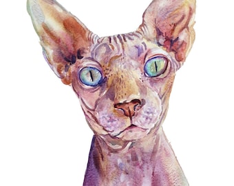 Retrato personalizado de mascota en acuarela - Retrato de mascota - Pintura original en acuarela - Pintura de gato - Regalo de arte mural hecho a mano para amantes de las mascotas