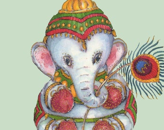 Ganesh - Watercolor Painting - Animal Painting - Art Print- Elephant